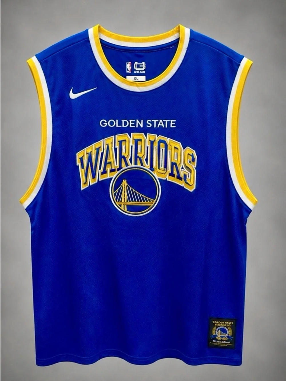 Nike Blue and Yellow Golden State Warriors Sleeveless Jersey